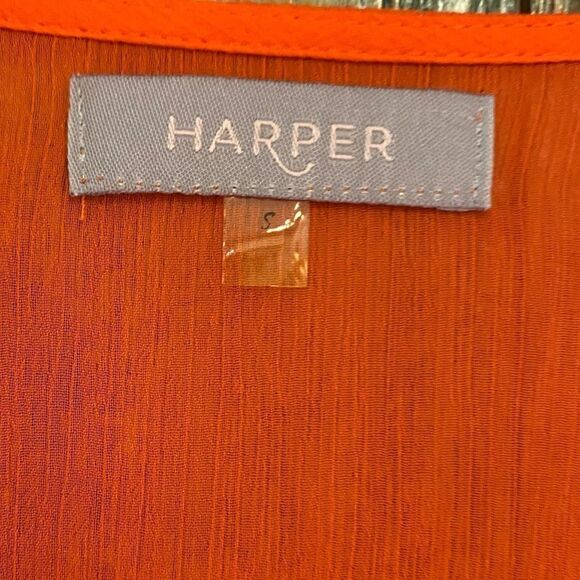 Anthropologie Harper S Sheer Orange Cowboy Western Beaded Flared Sleeve Tunic - Picture 10 of 10